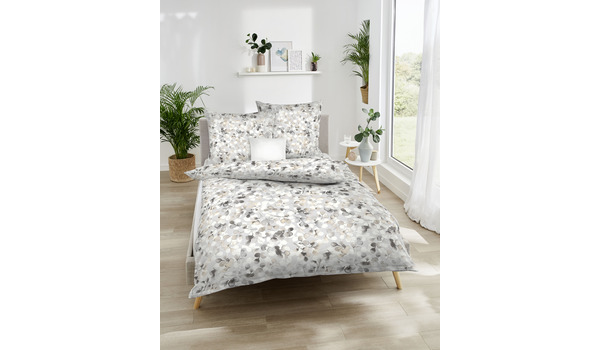 Bettwäsche Satin allover BW mit RV Floral-Aquarell-564