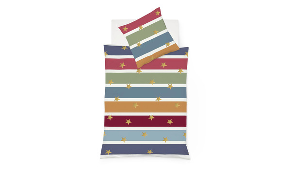 Bettwäsche Satin allover BW mit RV Sterne Bunt